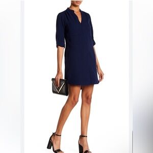 Lush Novak Split Neck Dress – Peacoat Navy – 3/4 Sleeve – NWT, XS